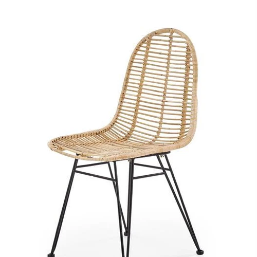 Natūralaus rotango ir juodo plieno derinys