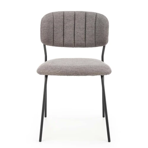 Stylingas pilkas sofos stalas su audinio ir plieno deriniu