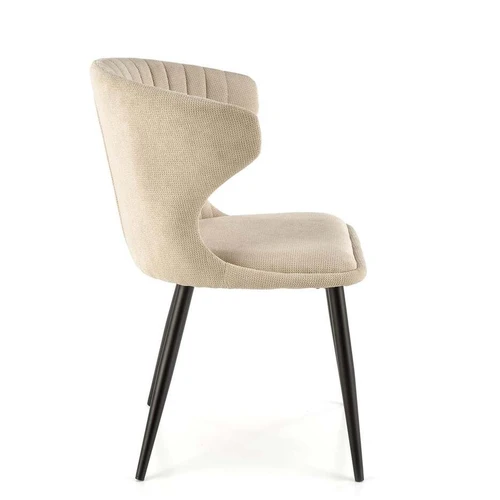 Šviesiai smėlio tonų sofos lova su miltelinio plieno ir audinio apdaila