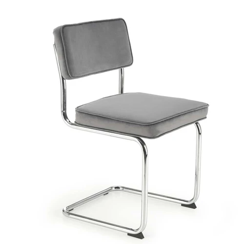 Moderni kėdė su chromuotu karkasu ir aksominėmis pagalvėlėmis