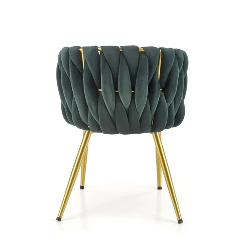 Aksominės tekstilės sofos kampai – stilinga tamsiai žalia ir auksinė kombinacija