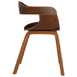 Valgomojo kėdė, juoda, išlenkta mediena ir dirbtinė oda - Kėdės
