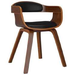 Valgomojo kėdė, juoda, išlenkta mediena ir dirbtinė oda - Kėdės