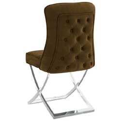 Valgomojo kėdė, ruda, 53x52x98cm, aksomas ir plienas - Kėdės