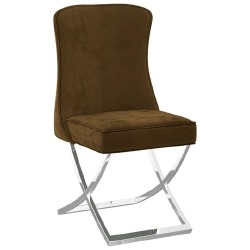 Valgomojo kėdė, ruda, 53x52x98cm, aksomas ir plienas