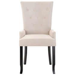 Valgomojo kėdė su porankiais, kreminės sp., audinys - Kėdės