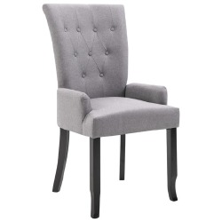 Valgomojo kėdė su porankiais, šviesiai pilkos, audinys - Kėdės