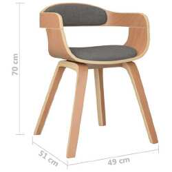 Valgomojo kėdė, šviesiai pilka, lenkta mediena ir audinys - Kėdės