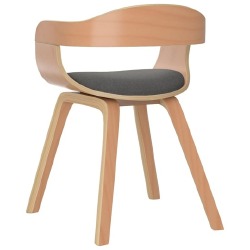 Valgomojo kėdė, šviesiai pilka, lenkta mediena ir audinys - Kėdės