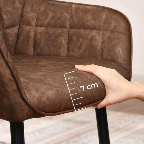 Tamsiai ruda kėdė su mediniu viršumi ir putplasčio paminkštinimu