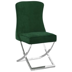 Valgomojo kėdė, tamsiai žalia, 53x52x98cm, aksomas ir plienas