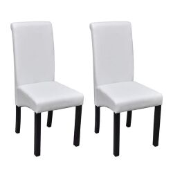 Valgomojo kėdės, 2 vnt., baltos spalvos, dirbtinė oda