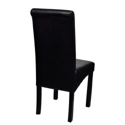 Valgomojo kėdės, 2 vnt., dirbtinė oda, juodos spalvos - Kėdės