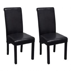 Valgomojo kėdės, 2 vnt., dirbtinė oda, juodos spalvos