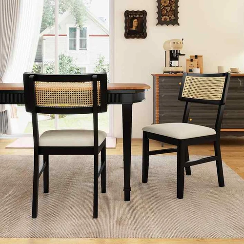 Valgomojo kėdės, 2 vnt, juodos, 53,34 × 87,63 × 54,61 cm - Kėdės