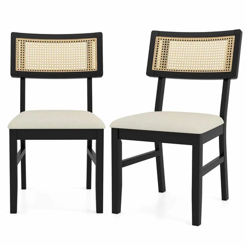 Valgomojo kėdės, 2 vnt, juodos, 53,34 × 87,63 × 54,61 cm