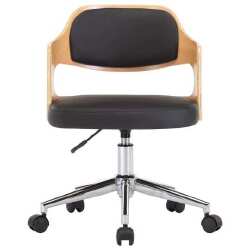 Valgomojo kėdės, 2 vnt., juodos, lenkta mediena ir dirbtinė oda - Darbo kėdės