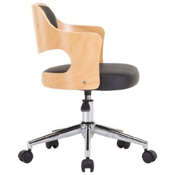 Valgomojo kėdės, 2 vnt., juodos, lenkta mediena ir dirbtinė oda - Darbo kėdės