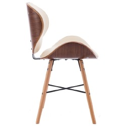 Valgomojo kėdės, 2 vnt., kreminės, dirbtinė oda ir mediena - Kėdės