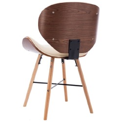 Valgomojo kėdės, 2 vnt., kreminės, dirbtinė oda ir mediena - Kėdės