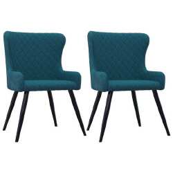 Valgomojo kėdės (2 vnt, mėlynos sp., aksomas)