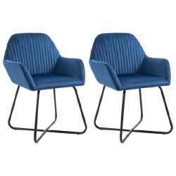 Valgomojo kėdės, 2 vnt., mėlynos spalvos, aksomas
