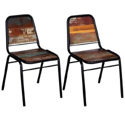 Valgomojo kėdės, 2 vnt., perdirbtos medienos masyvas - Kėdės