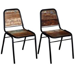 Valgomojo kėdės, 2 vnt., perdirbtos medienos masyvas