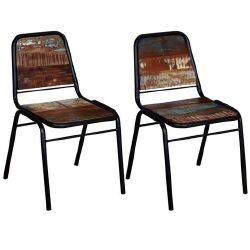 Valgomojo kėdės, 2 vnt., perdirbtos medienos masyvas - Kėdės