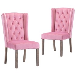 Valgomojo kėdės, 2 vnt., rožinės spalvos, aksomas