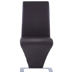 Valgomojo kėdės, 2 vnt., rudos sp., dirbtinė oda, z formos - Kėdės