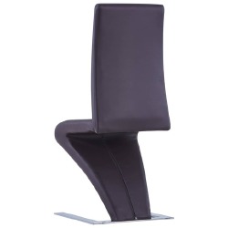 Valgomojo kėdės, 2 vnt., rudos sp., dirbtinė oda, z formos - Kėdės