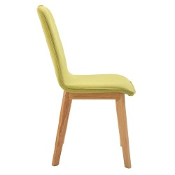 Valgomojo kėdės, 2 vnt., žalias audinys ir ąžuolo masyvas - Kėdės