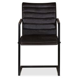 Valgomojo kėdės, 2vnt., antracito spalva, tikra oda - Kėdės