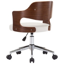 Valgomojo kėdės, 2vnt., balta dirbtinė oda, lenkta mediena - Kėdės