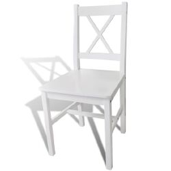 Valgomojo kėdės, 2vnt., baltos, pušies mediena - Kėdės