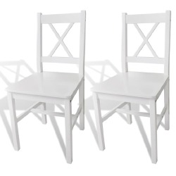 Valgomojo kėdės, 2vnt., baltos, pušies mediena