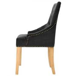 Valgomojo kėdės, 2vnt., juodos, ąžuolo masyvas ir aksomas - Kėdės