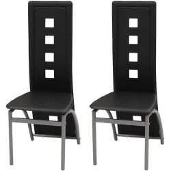 Valgomojo kėdės, 2vnt., juodos, dirbtinė oda