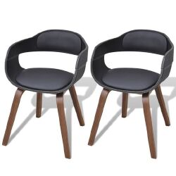 Valgomojo kėdės, 2vnt, juodos, išlenkta mediena