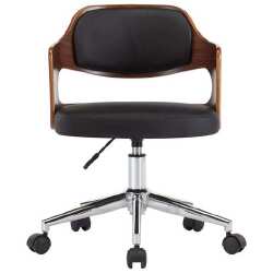 Valgomojo kėdės, 2vnt., juodos, lenkta mediena, dirbtinė oda - Darbo kėdės