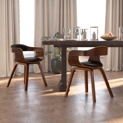 Valgomojo kėdės (2vnt, juodos, lenkta mediena)