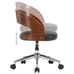 Valgomojo kėdės, 2vnt., juodos, lenkta mediena ir dirbtinė oda - Darbo kėdės