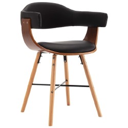 Valgomojo kėdės, 2vnt., juodos spalvos, dirbtinė oda ir mediena - Kėdės