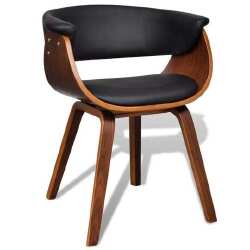 Valgomojo kėdės, 2vnt., kreminė, išlenkta mediena ir dirbtinė oda - Kėdės