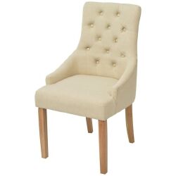 Valgomojo kėdės (2vnt, kreminės, audinys) - Kėdės