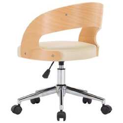 Valgomojo kėdės, 2vnt., kreminės, lenkta mediena/dirbtinė oda - Kėdės