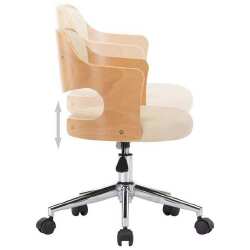 Valgomojo kėdės, 2vnt., lenkta mediena/dirbtinė oda, kreminės - Kėdės