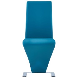 Valgomojo kėdės, 2vnt., mėlynos, dirbtinė oda, zigzago formos - Kėdės