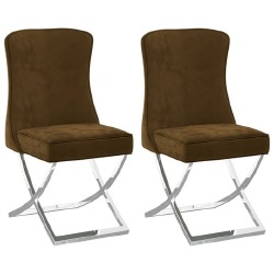 Valgomojo kėdės, 2vnt., rudos, 53x52x98cm, aksomas ir plienas